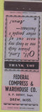 Matchbook Cover - Federal Compress Warehouse Drew MS