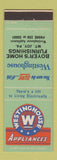 Matchbook Cover - Westinghouse Appliances Boyer's Home Furnishings Mount Joy PA