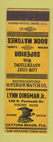 Matchbook Cover - Lynn Kingman Jr Superior Match Daytona Beach FL
