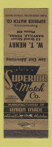 Matchbook Cover - WT Henry Superior Match Danville PA
