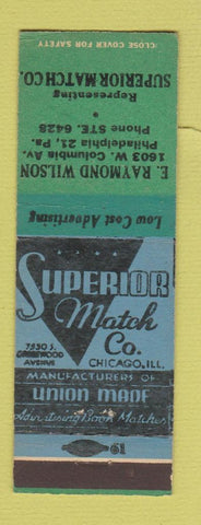Matchbook Cover - E Raymond Wilson Superior Match Philadelphia PA