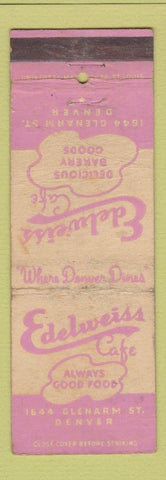 Matchbook Cover - Edelweiss Cafe Denver Colorado WORN
