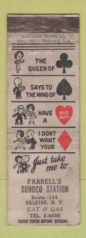 Matchbook Cover - Farrell's Sunoco oil gas Selkirk NY WORN