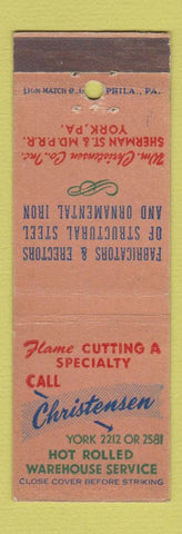 Matchbook Cover - Christensen Fabricators Steel Iron York PA