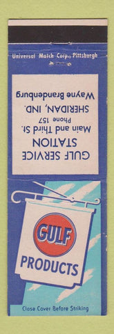 Matchbook Cover - Gulf oil gas Sheridan IN low phone # Wayne Brandenburg