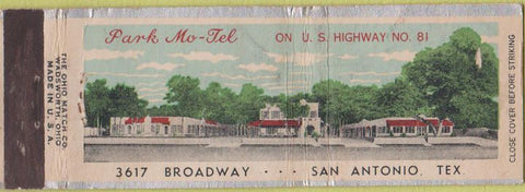 Matchbook Cover - Park Mo Tel San Antonio TX