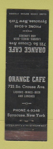 Matchbook Cover - Orange Cafe Syracuse NY