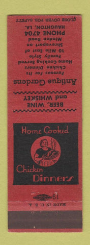 Matchbook Cover - Antique Gardens Restaurant Haughton LA low phone #
