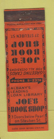 Matchbook Cover - Joe's Book Shop Albany NY WEAR Federal