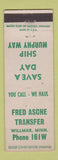 Matchbook Cover - Fred Asche Trucking Transfer Willmar MN