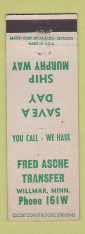 Matchbook Cover - Fred Asche Trucking Transfer Willmar MN