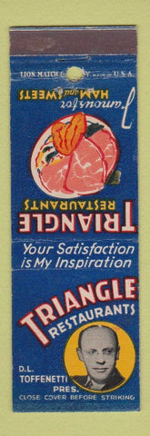 Matchbook Cover - Triangle Restaurants Toffenetti Chicago IL