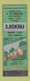 Matchbook Cover - French's oil gas restaurant Ravena NY WEAR