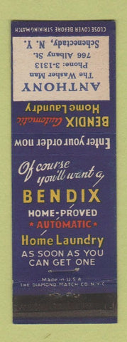 Matchbook Cover - Benix Automatic Home Laundry Anthony Schenectady NY