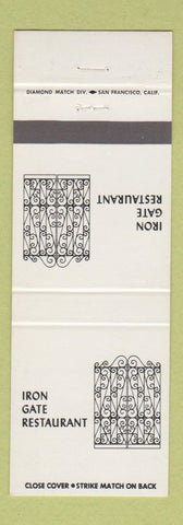 Matchbook Cover - Iron Gate Restaurant Belmont CA