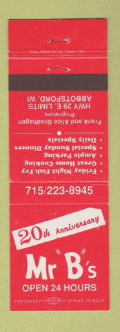 Matchbook Cover - Mr B's Abbotsford WI