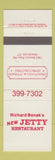 Matchbook Cover - Richard Benak's New Jetty Restaurant Westbrook CT