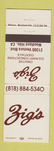 Matchbook Cover - Zig's Restaurant Woodland Hills CA