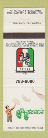 Matchbook Cover - Antonio's Pizza Houston TX Flying Pizza