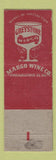 Matchbook Cover - Greystone Margo Wines Philadelphia PA WEAR