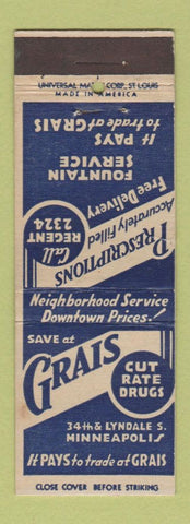 Matchbook Cover - Grais Cut Rate Drugs Minneapolis MN