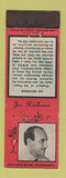 Matchbook Cover - Joe Reichman 1930's Diamond Radio Personalities