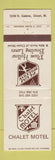 Matchbook Cover - Chalet Motel Dixon IL Plum Hollow bowling