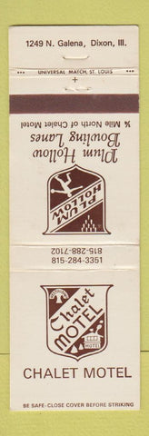 Matchbook Cover - Chalet Motel Dixon IL Plum Hollow bowling