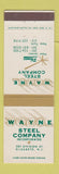 Matchbook Cover - Wayne Steel Company Elizabeth NJ