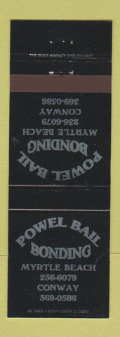 Matchbook Cover - Powel Bail Bonds Myrtle Beach Conway SC