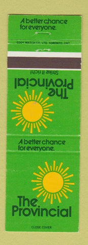 Matchbook Cover - The Provincial Lottery Ontario ON