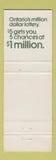 Matchbook Cover - The Provincial Lottery Ontario ON