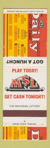 Matchbook Cover - Michigan MI Lottery