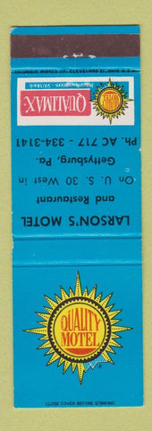Matchbook Cover - Larson's Motel Gettysburg PA Quality Motel