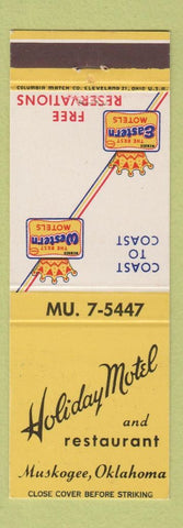 Matchbook Cover - Holiday Motel Restaurant Muskogee OK Best Western