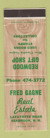 Matchbook Cover - Fred Gagne Real Estate Seabrook NH Redwood Gift Shop stamps