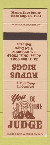 Matchbook Cover - Rufus Biggs Mason Shoes Jones OK