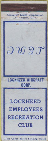 Matchbook Cover - Lockheed Employees Recreation Club Airplanes