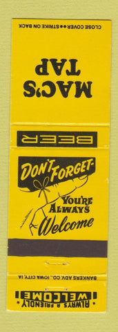 Matchbook Cover - Mac's Tap