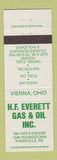 Matchbook Cover - HF Everett oil gas Vienna OH