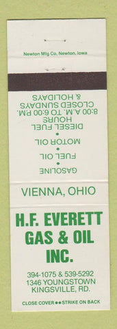 Matchbook Cover - HF Everett oil gas Vienna OH