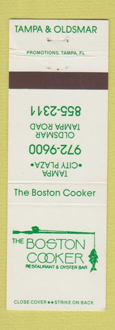 Matchbook Cover - Boston Cooker Restaurant Tampa Oldsmar FL