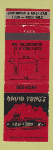 Matchbook Cover - David Fong's Chinese Restaurant Bloomington MN