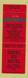 Matchbook Cover - Sierra Inn Motel Medford OR