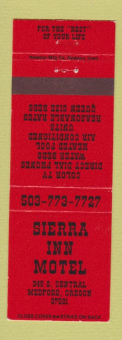 Matchbook Cover - Sierra Inn Motel Medford OR