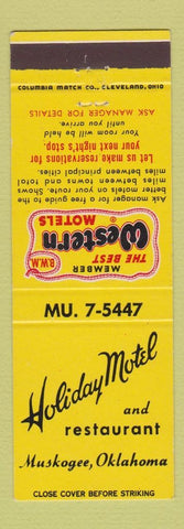 Matchbook Cover - Holiday Motel Restaurant Muskogee OK Best Western