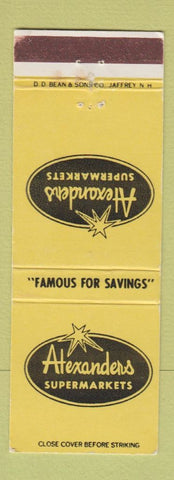 Matchbook Cover - Alexanders Super Markets Grocery