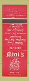 Matchbook Cover - Dini's Restaurant Boston MA