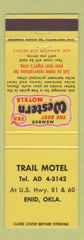 Matchbook Cover - Trail Motel Enid OK Best Western
