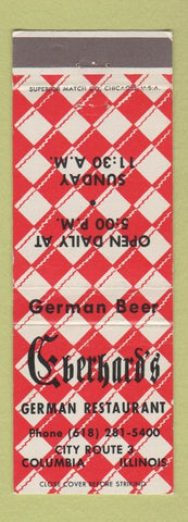Matchbook Cover - Eberhard's German Restaurant Columbia IL